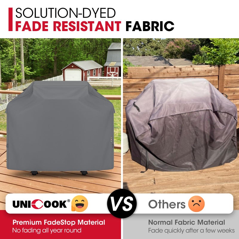 Unicook 50 Inch Grill Cover for 48 Inch Outdoor Grill, Heavy Duty Waterproof BBQ Cover Compatible with Weber Spirit 200 Series, Fade Resiatnt Gas Barbecue Protector, All Weather Protection, Grey - Image 3